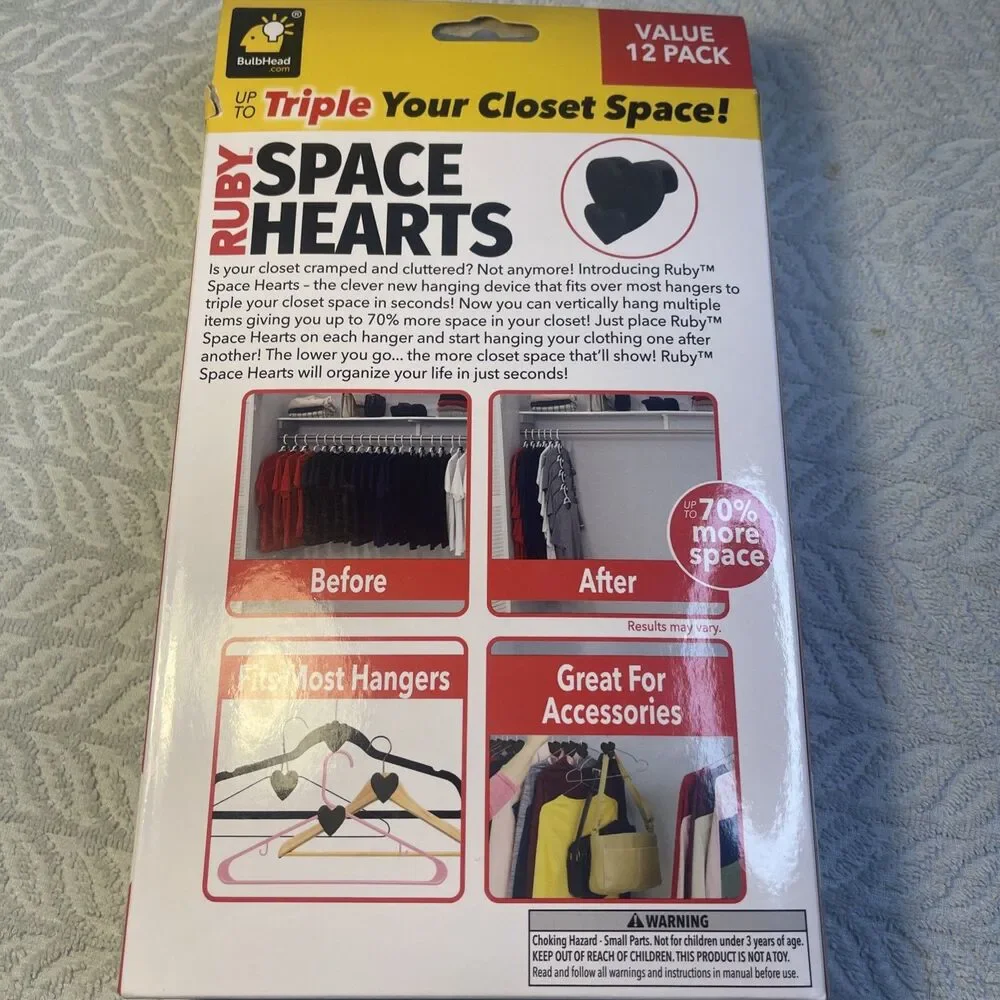 RUBY Space Hearts AS-SEEN-ON-TV, Creates Up to 3X More Closet Space - NIB